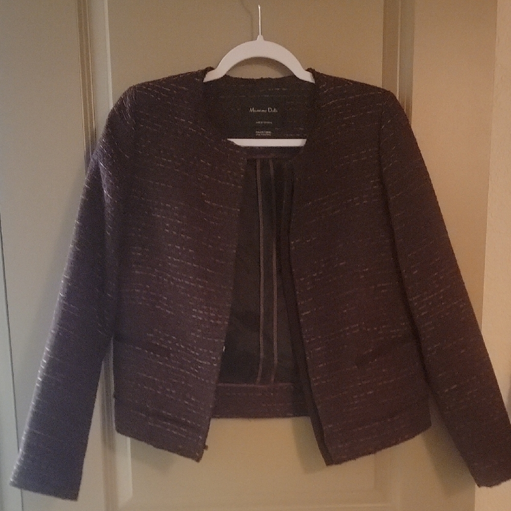 Massimo Dutti Women's Textured Burgundy Jackey/blazer
